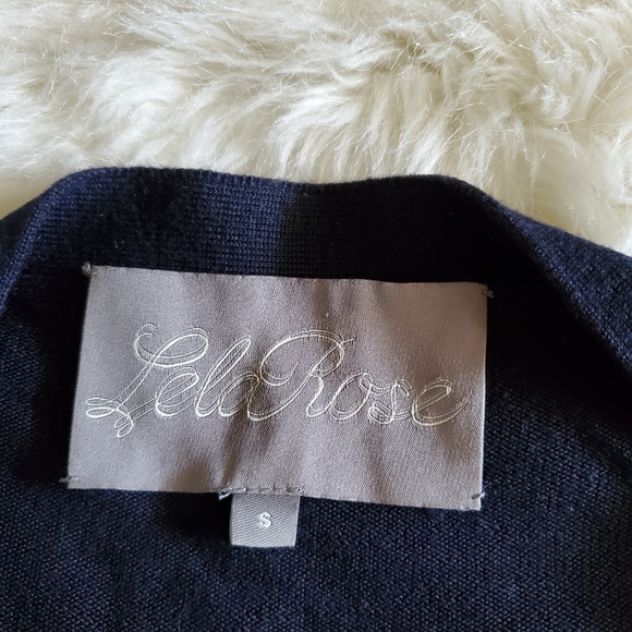 Lela Rose Navy Blue Lace and Cashmere Blend Sweater Size Small - Picture 8 of 12